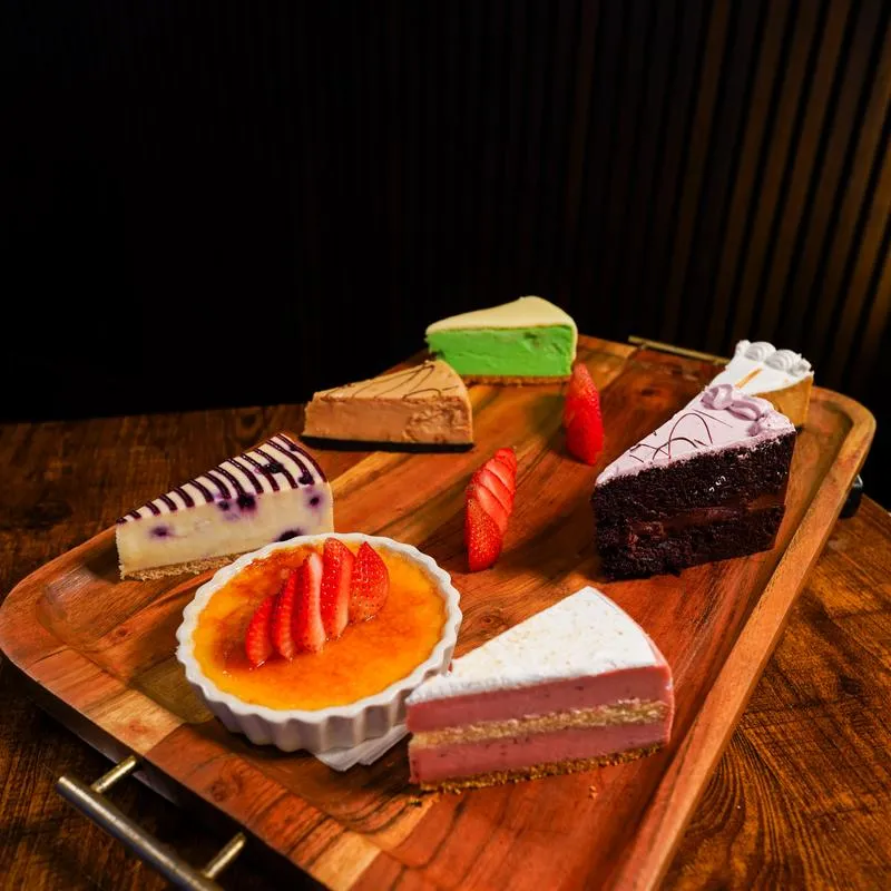Round tray of assorted Hank's Minis cheesecakes