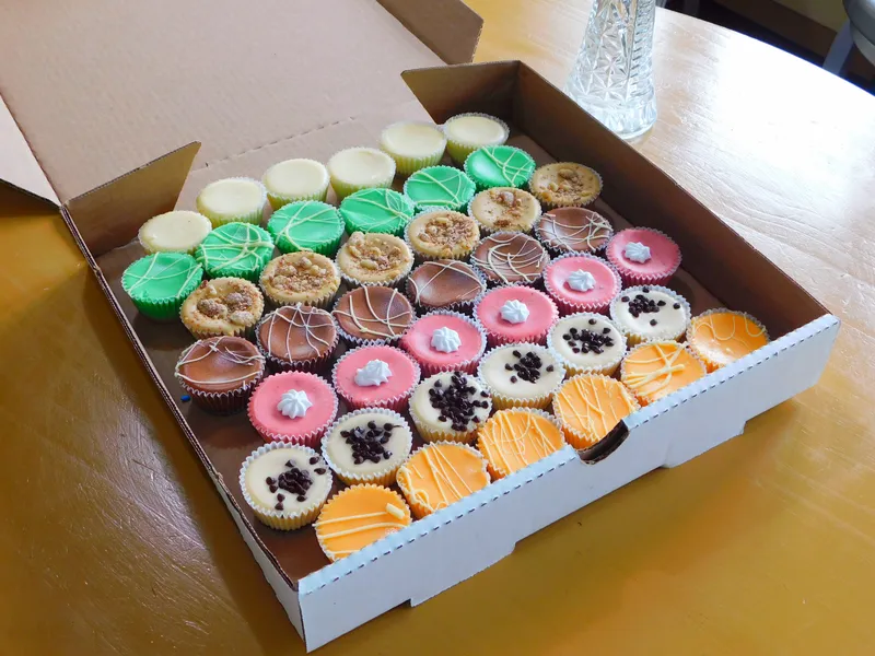 Round tray of assorted Hank's Minis cheesecakes