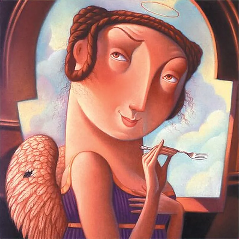 The Hank's Cheesecakes angel — illustrated by Mary GrandPré